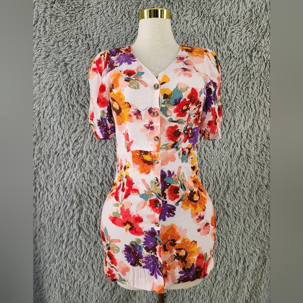 H&M Colorful Floral Button-Up Dress